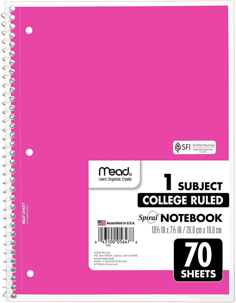 Mead Spiral Notebook, 12 Pack of 1-Subject College Ruled Spiral Bound Notebooks, Pastel Color Cute School Notebooks, 70 Pages - Image 5